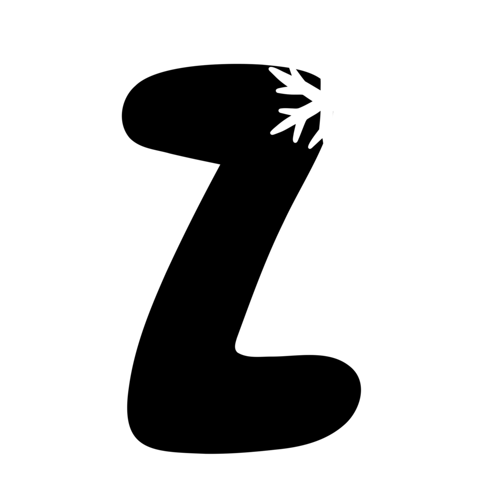 Black Z snowflake alphabet png