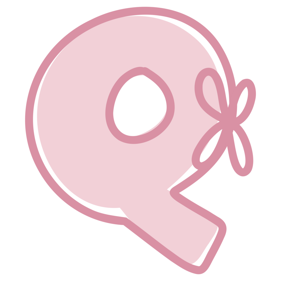 Q alphabet with pink bow png