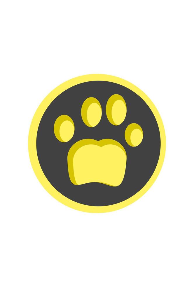 A yellow and black paw print on a white background vector