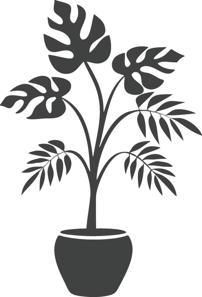 Botanical potted palm in minimalist style. vector