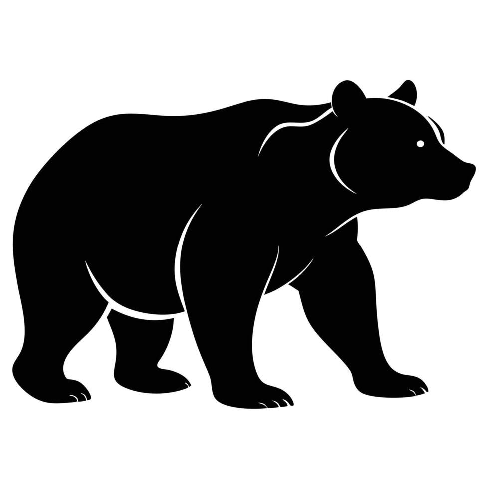 A walking bear silhouette in black shape. vector
