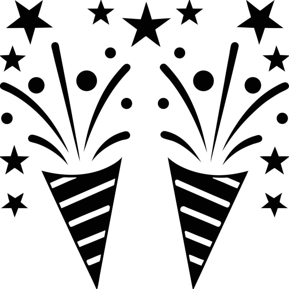 Celebration party popper icon in black and white. vector