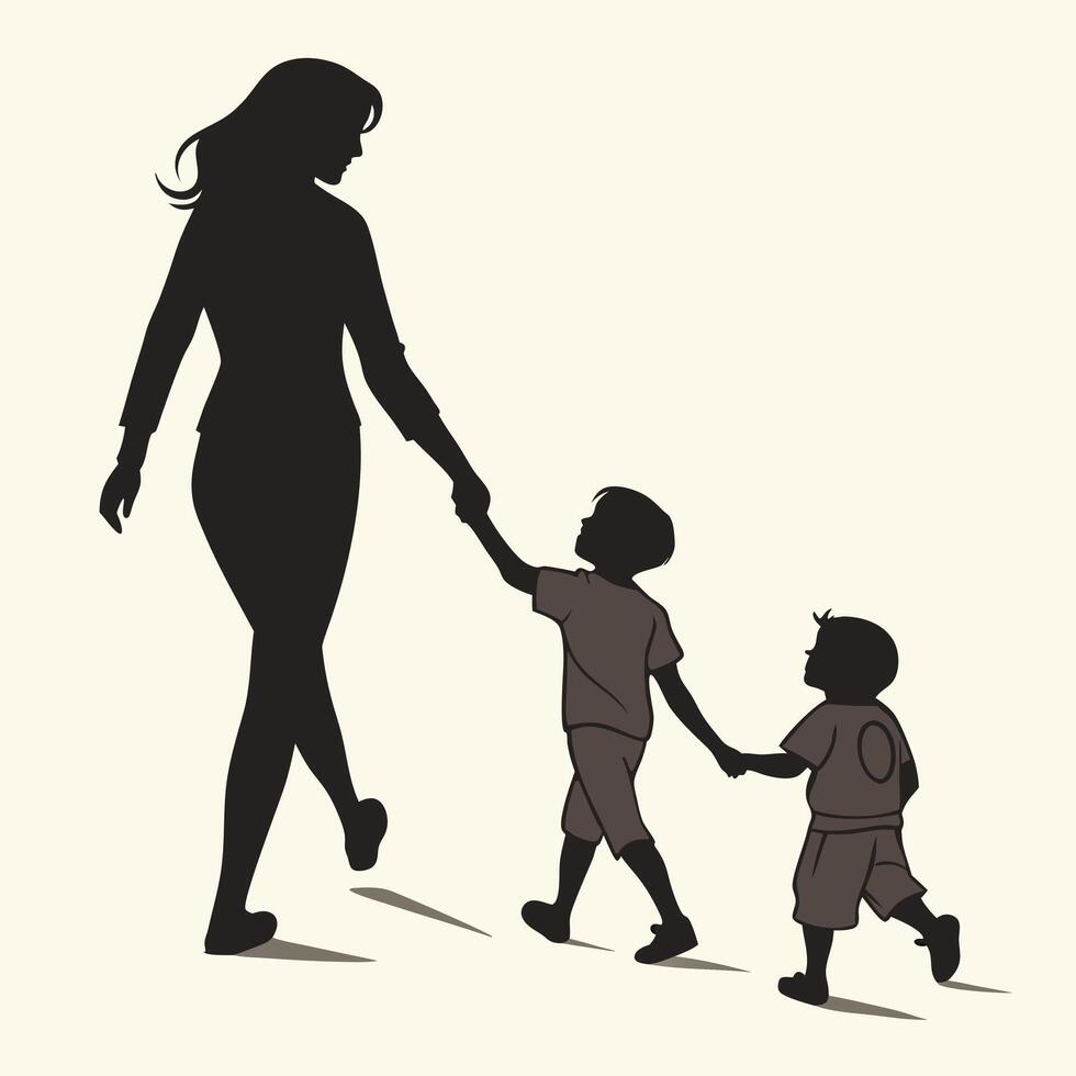 A walking woman in black silhouette design. vector