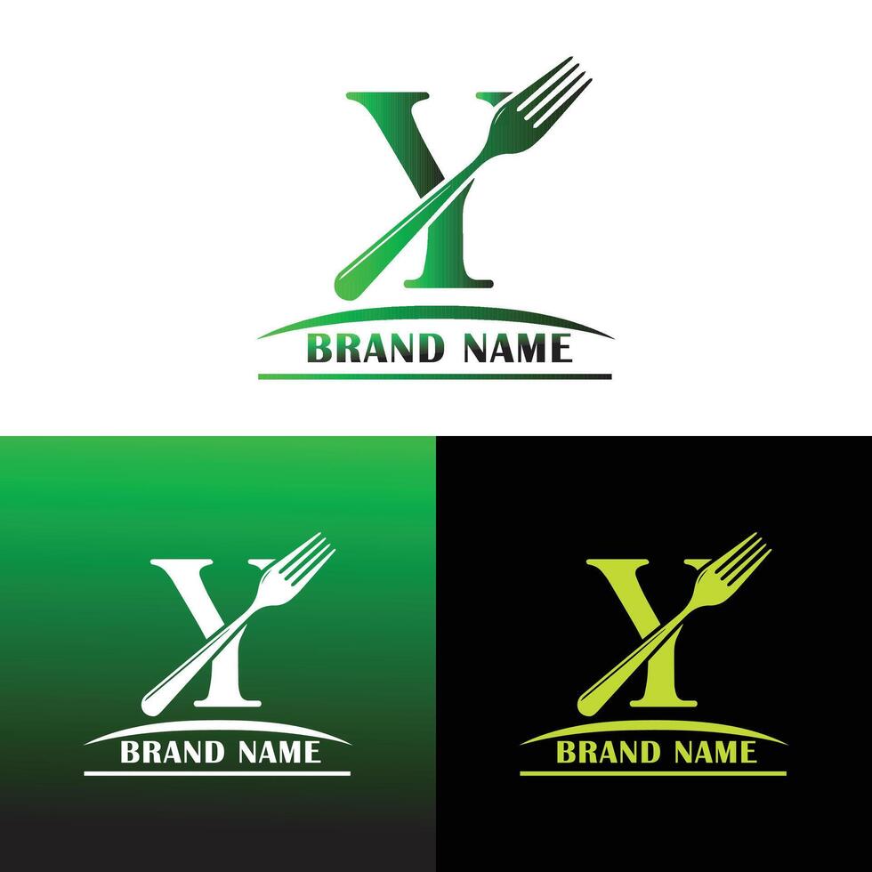 Letter Y Food Logo with Fork Icon for Restaurant and Cafe Branding vector