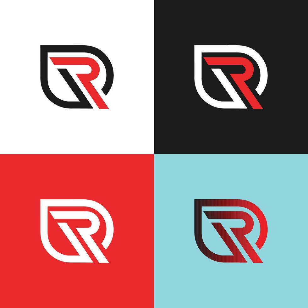 modern monogram R letter logo design vector