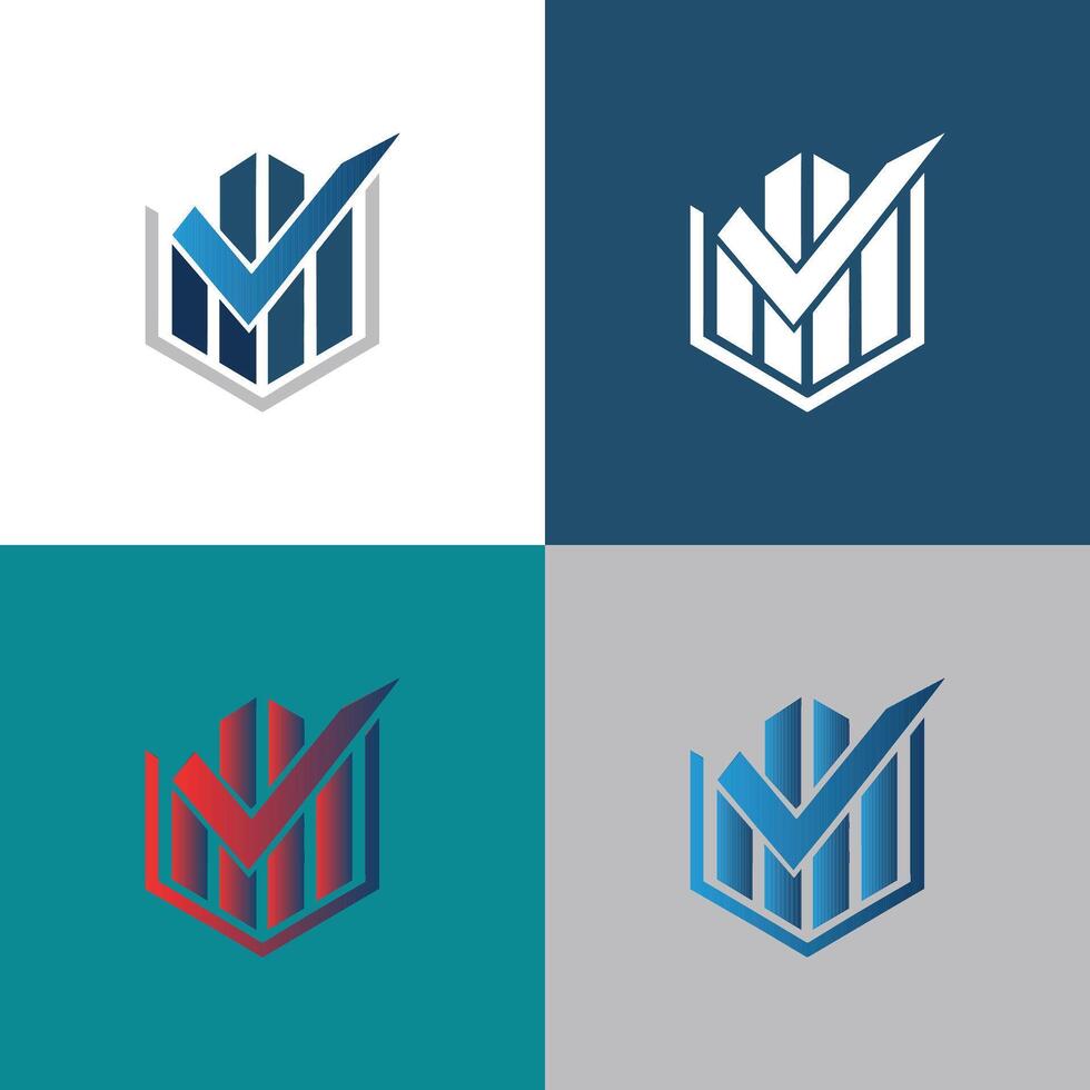 Abstract Checkmark and Bar Graph Logo vector