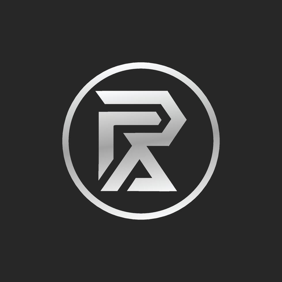 Modern silver RA monogram logo in circular frame vector