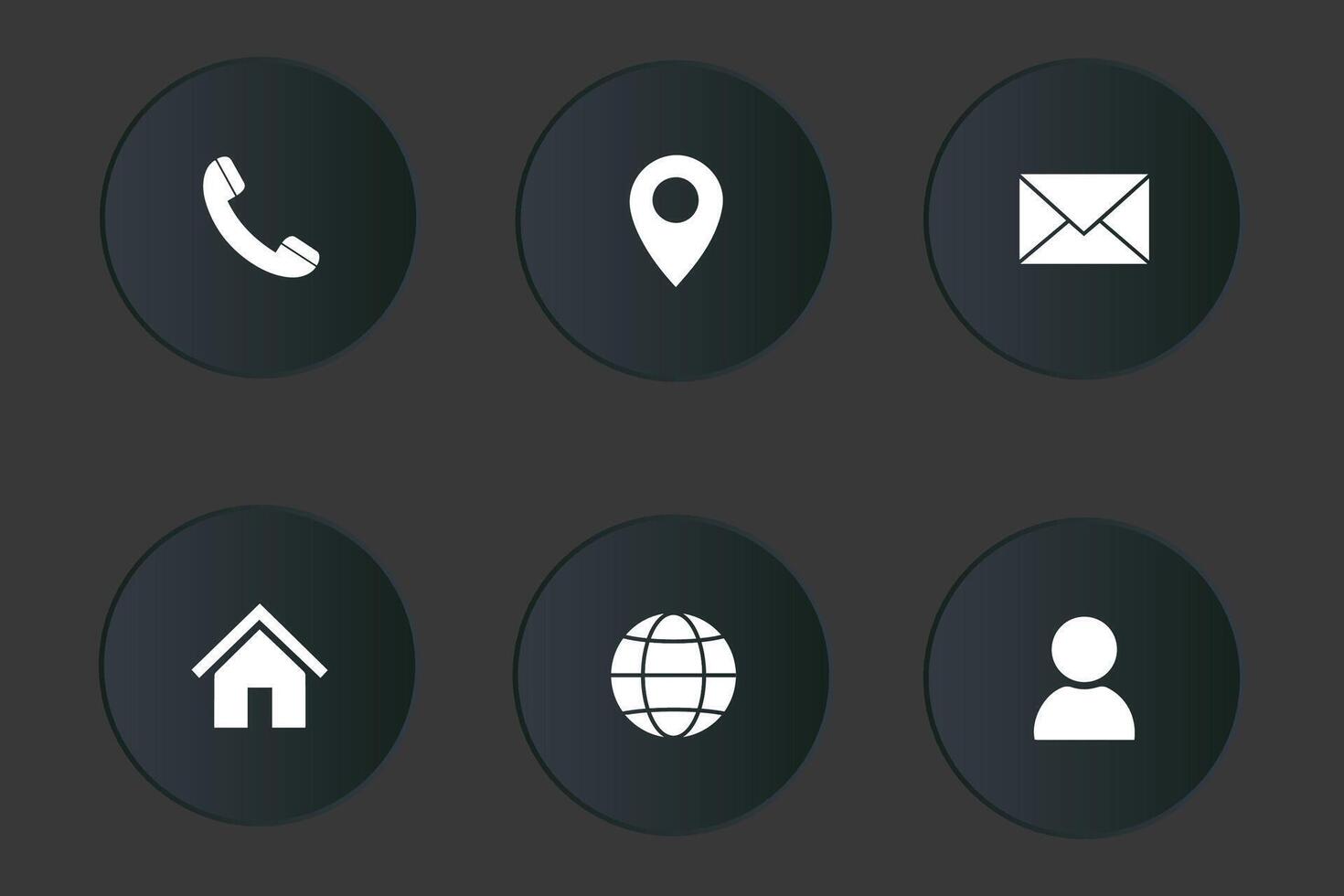 Contact icons set with phone, location, email, home, web and user vector