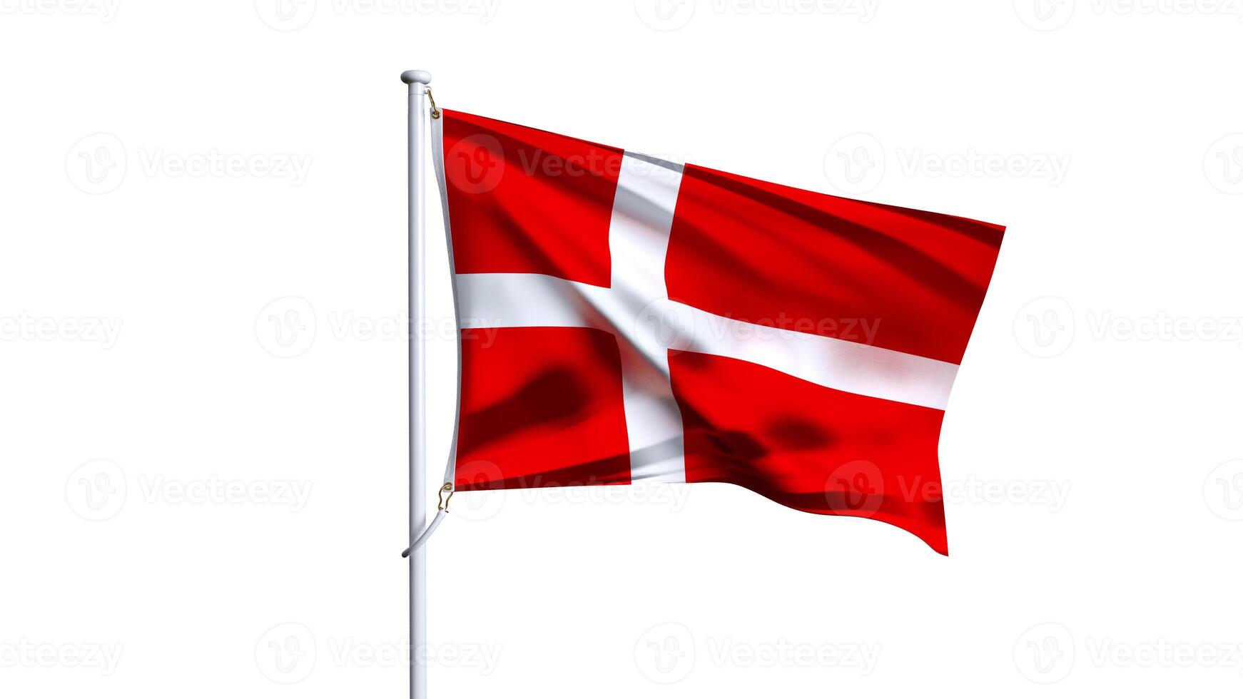 Waving flag of denmark isolated on transparent background. photo