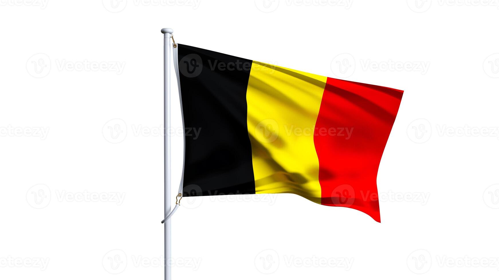 3D render of belgium flag isolated on white background, waving flag of belgium photo