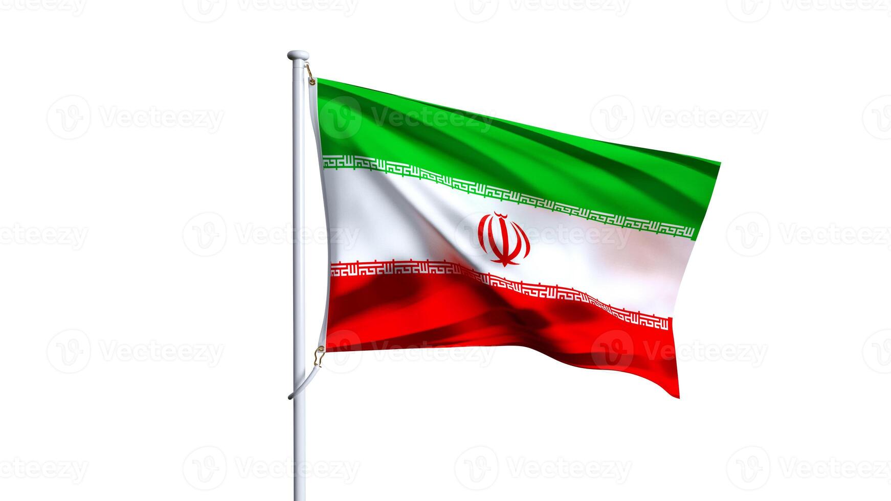 Waving flag of islamic republic of iran isolated on white background. photo