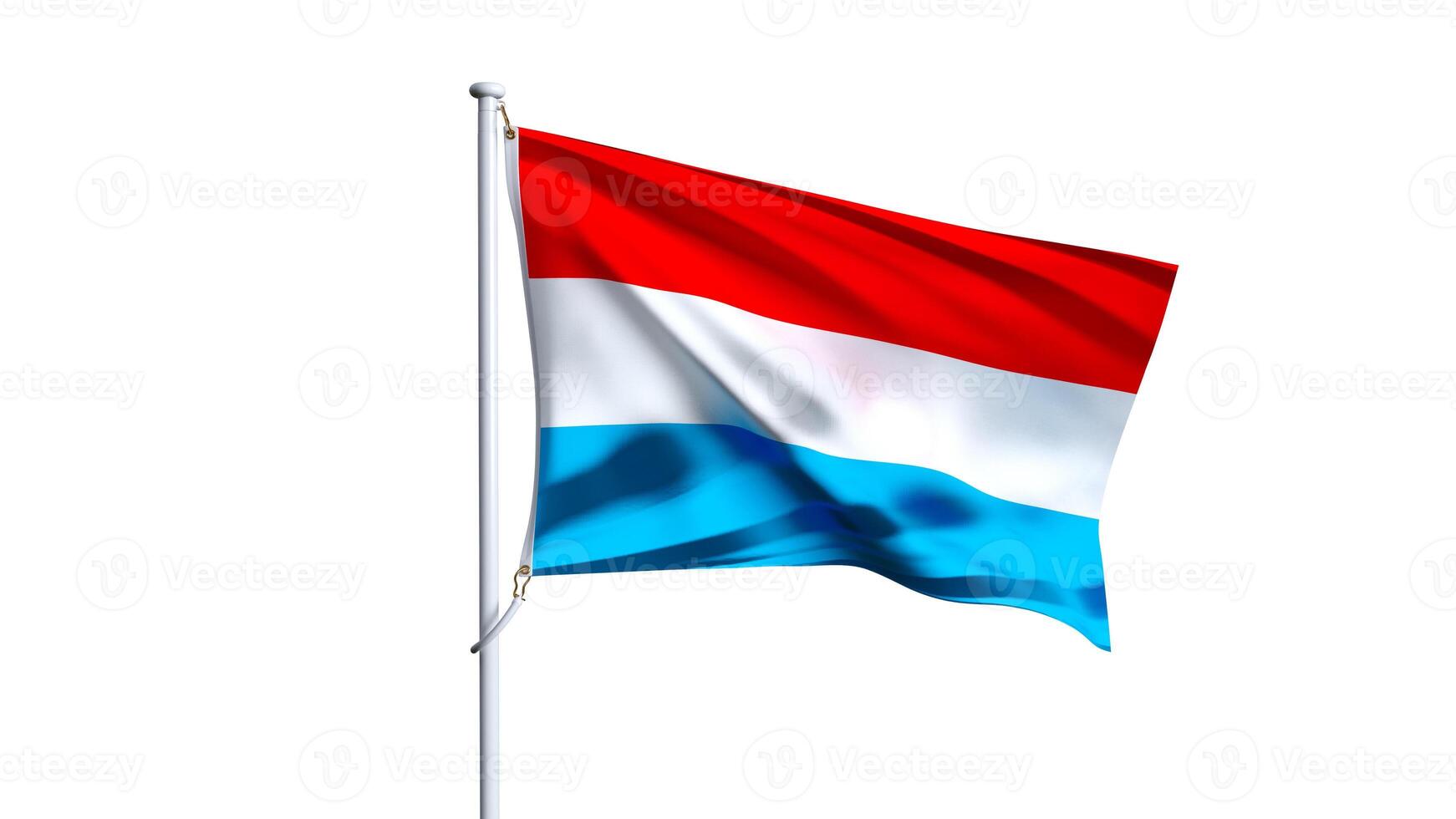 Waving flag of luxembourg isolated on white background. photo