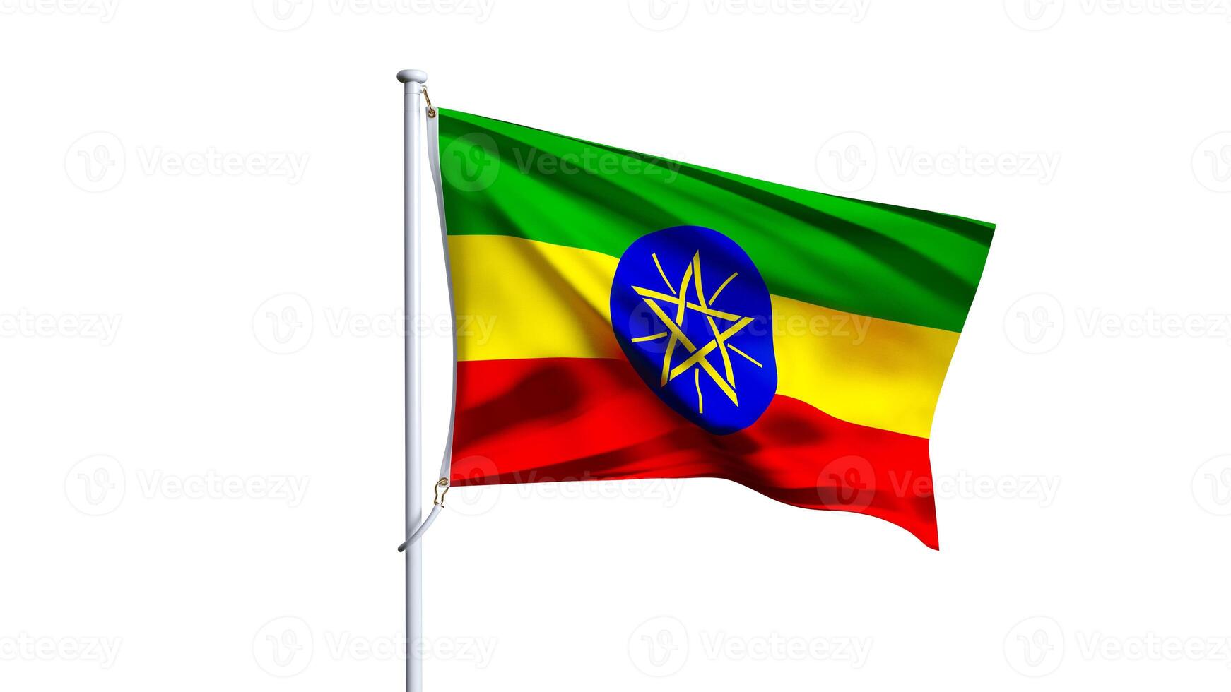 Waving flag of ethiopia isolated on white background. photo
