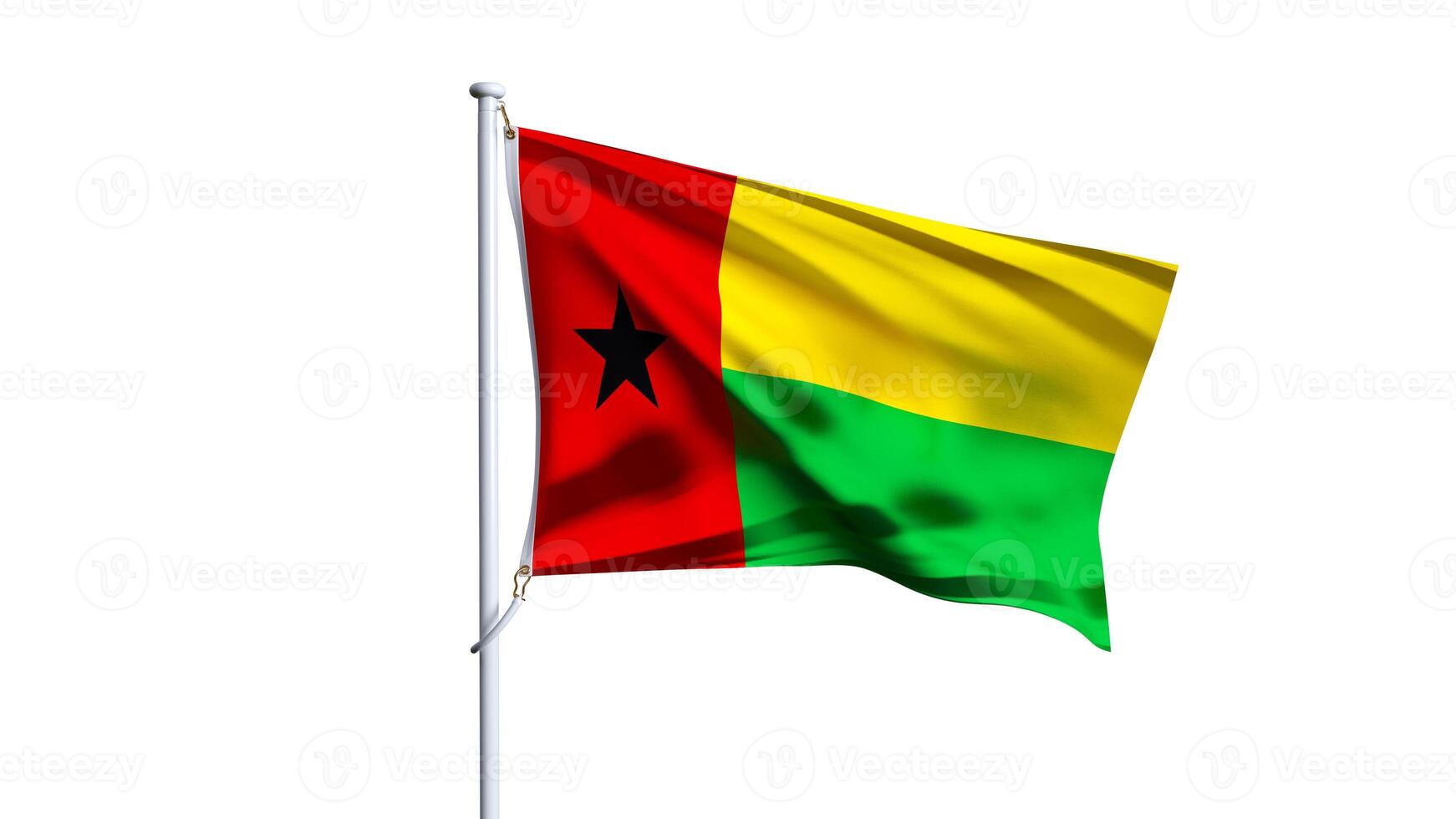 Waving flag of guinea-bissau isolated on white background. photo