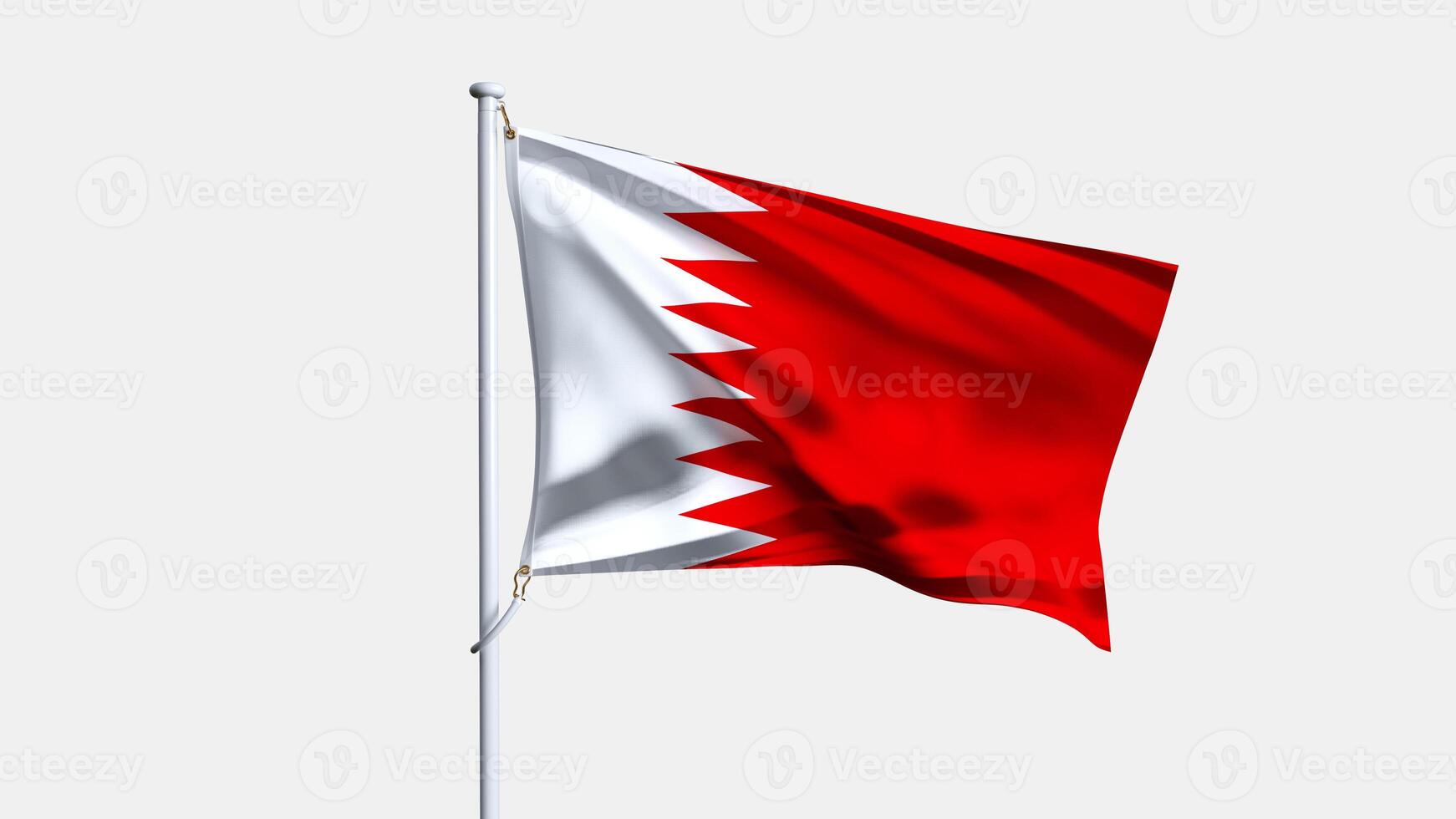 3D render of bahrain flag isolated on white background, waving flag of bahrain photo