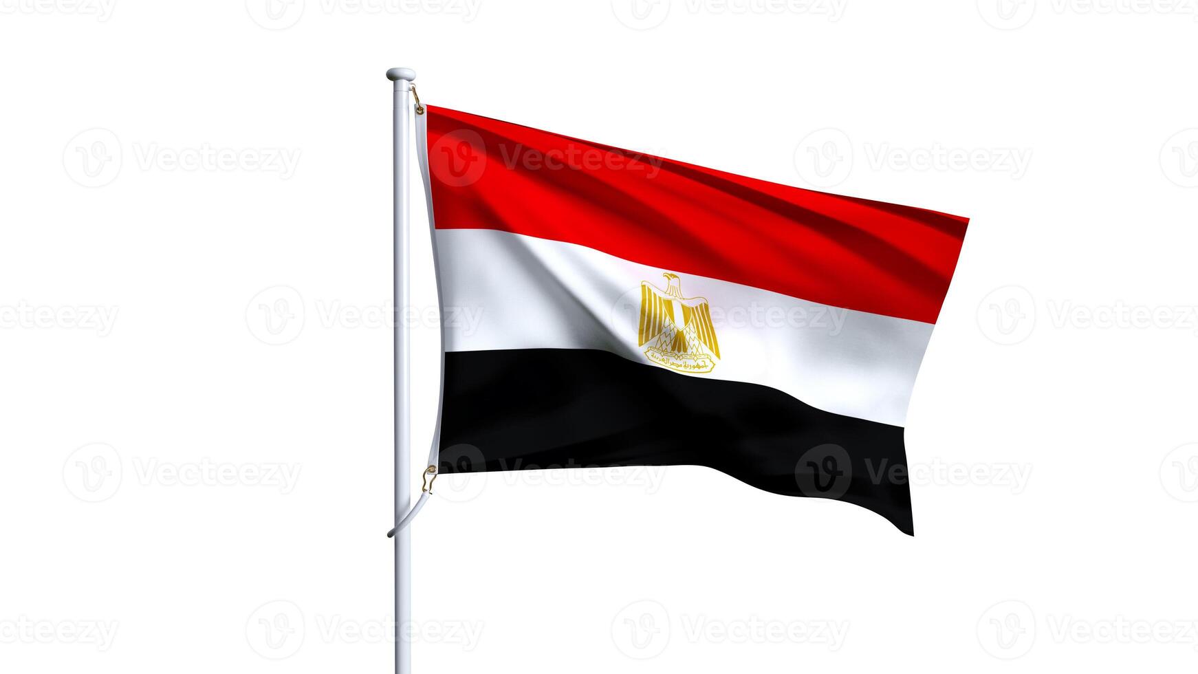 Waving flag of egypt isolated on white background. photo