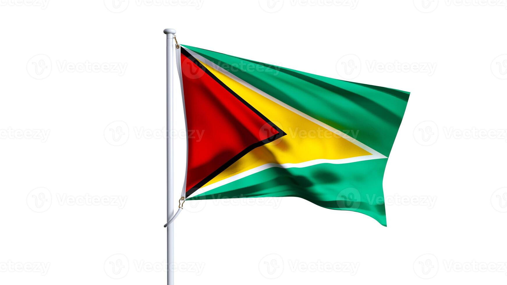 Waving flag of guyana isolated on white background. photo