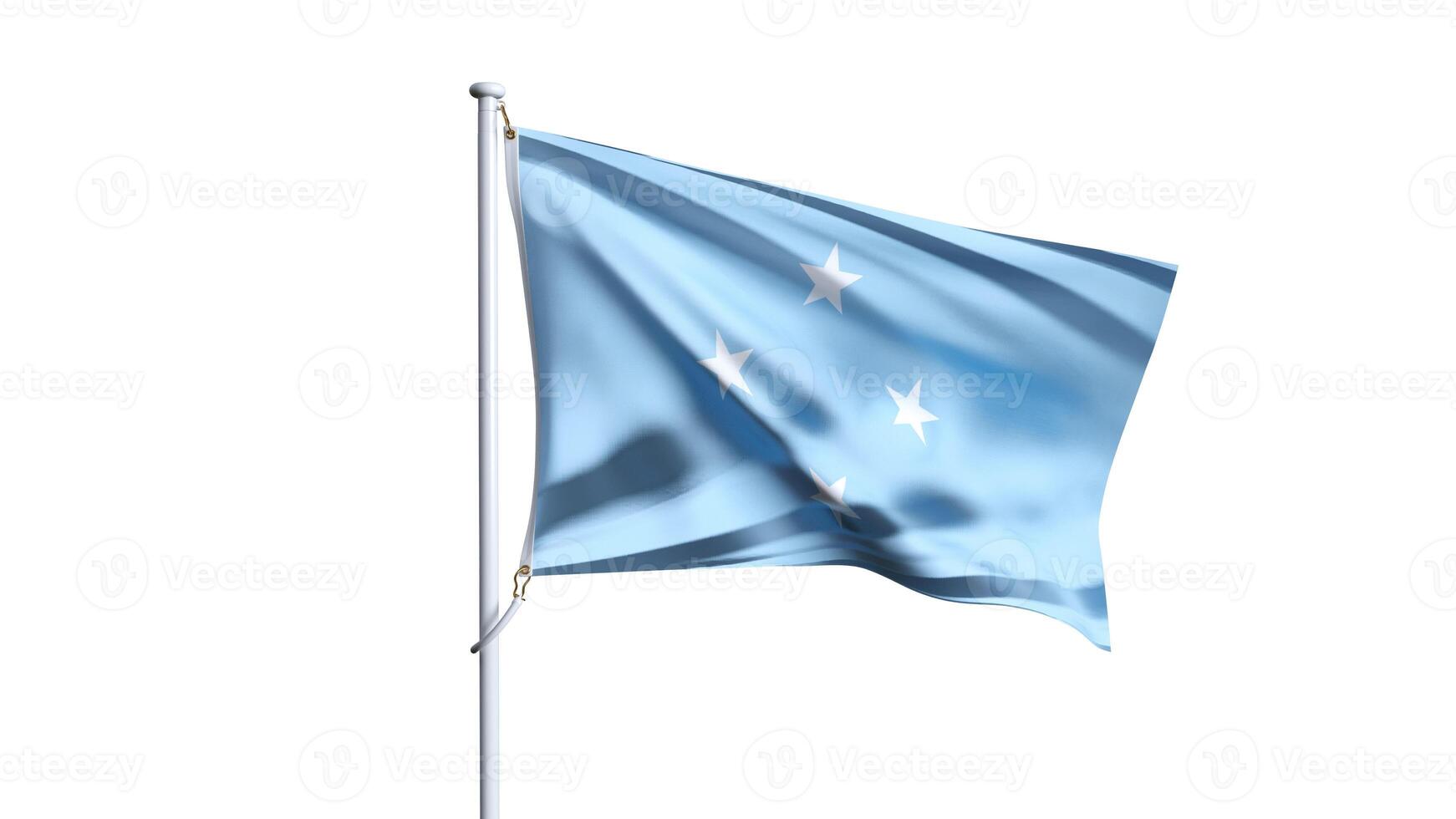 Waving flag of micronesia isolated on white background. photo