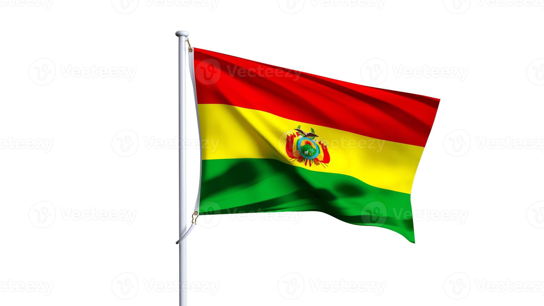 3D render of bolivian flag isolated on white background, waving flag of bolivia photo