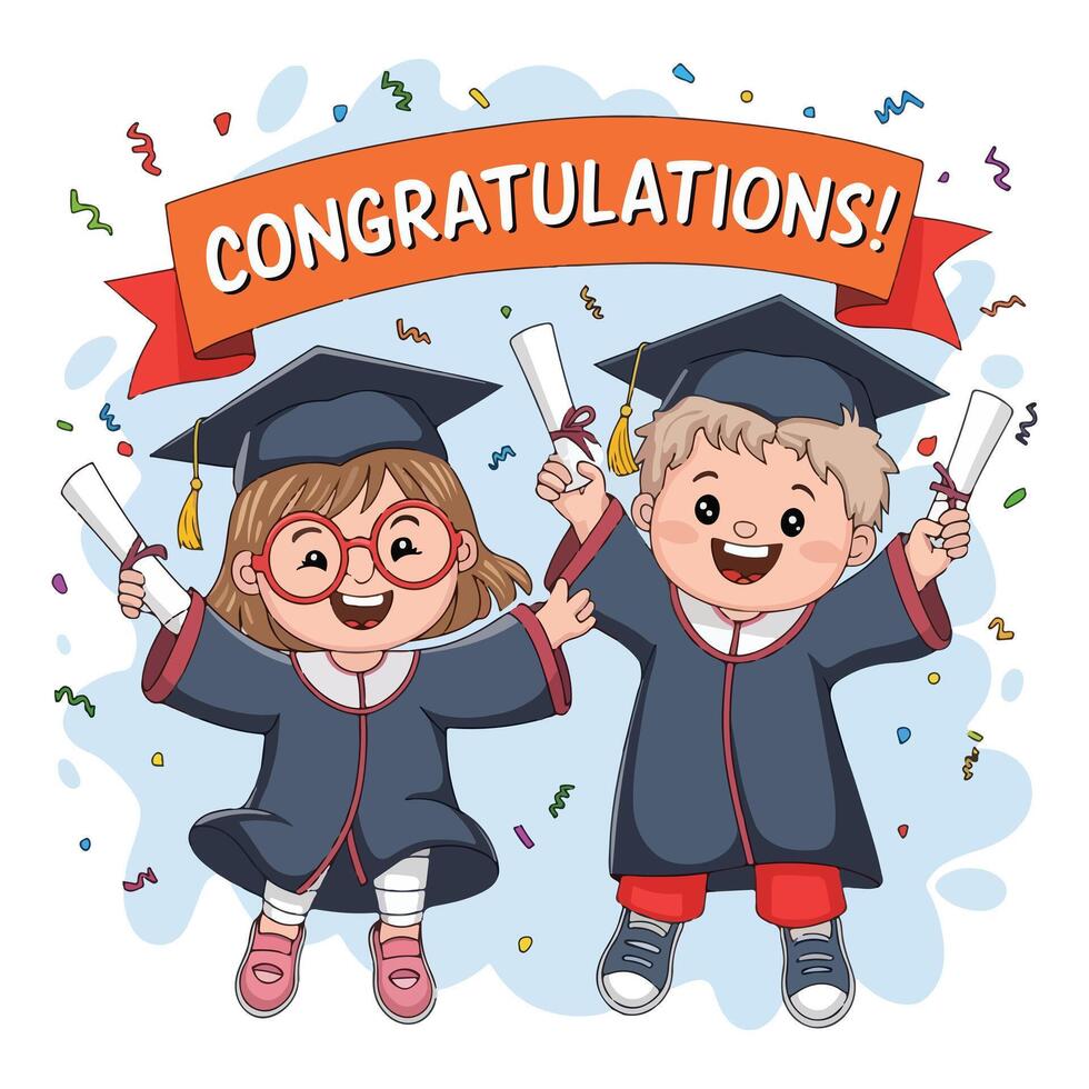 Proud Graduates Celebrate Their Achievement vector