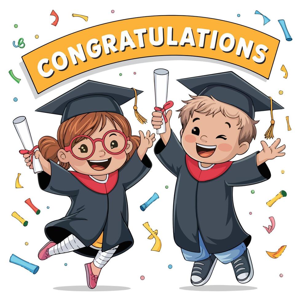 Joyful Grads Jump with Excitement vector