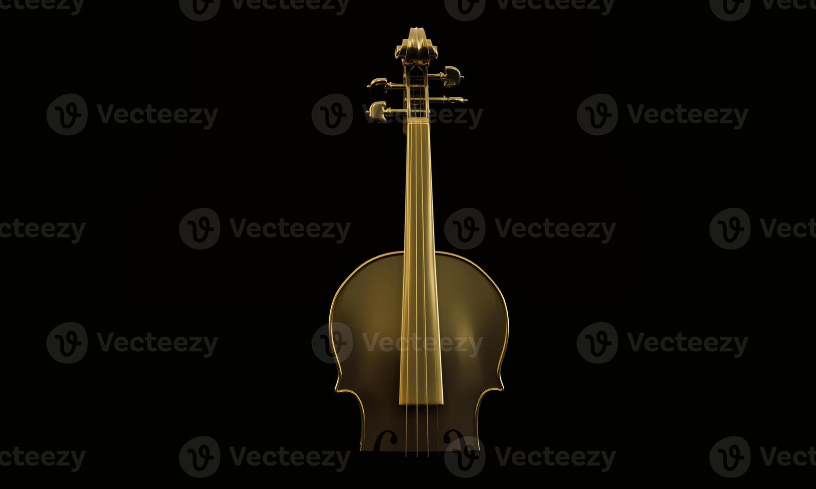 classic half gold violin isolated on black background, photo