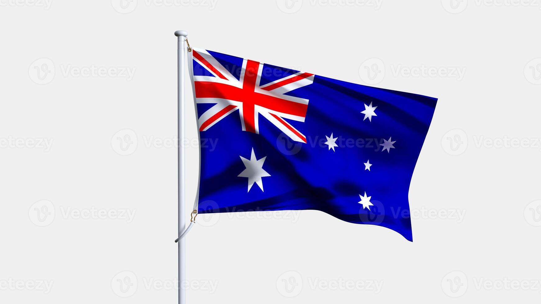 3D render of australia flag isolated on white background, waving flag of australia photo