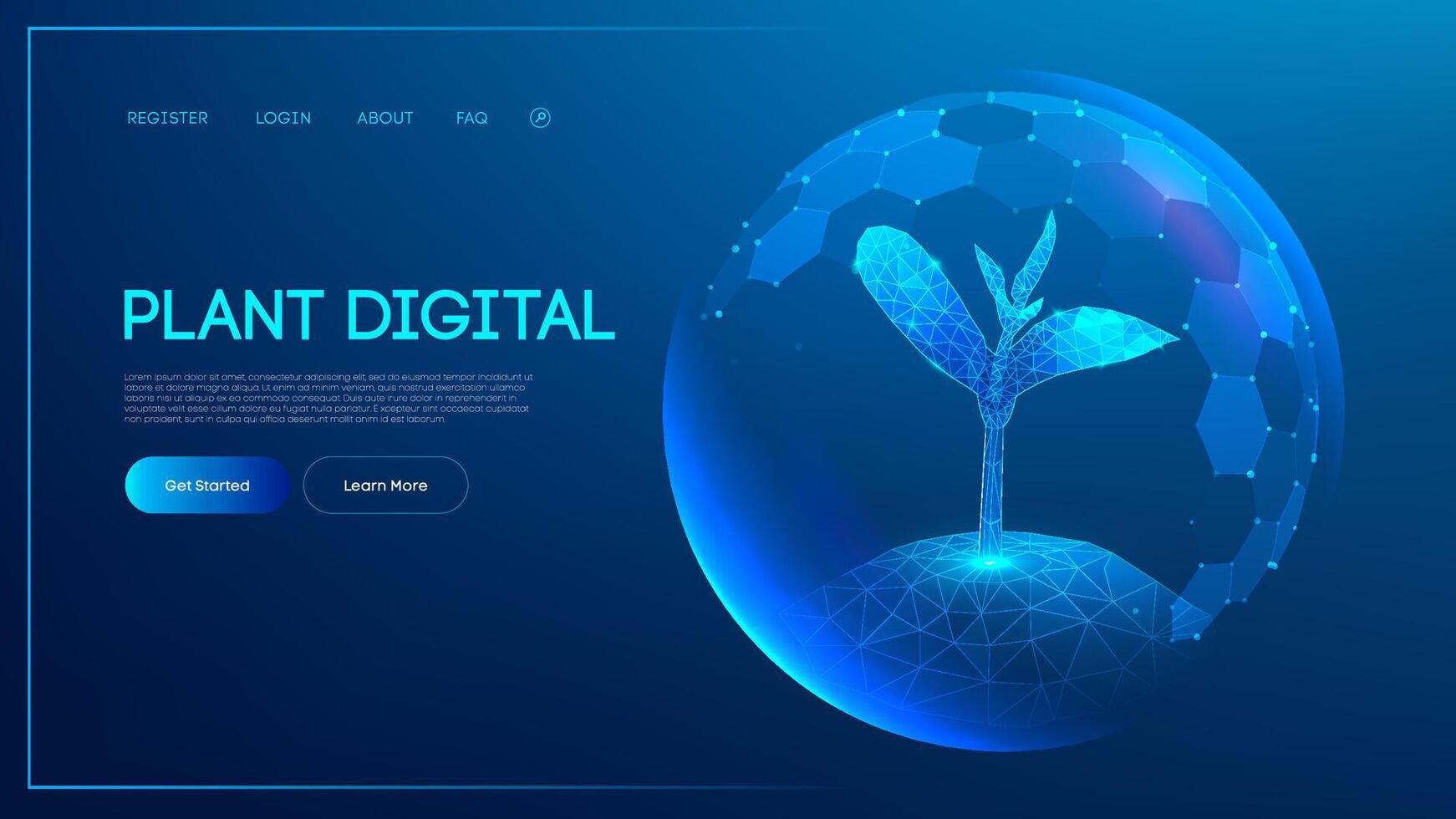 Shield dome protect plant technology tree force glass field abstract. Green sphere 3D tech environment defense energy effect. Futuristic growth sprout seed planet earth world climate. vector