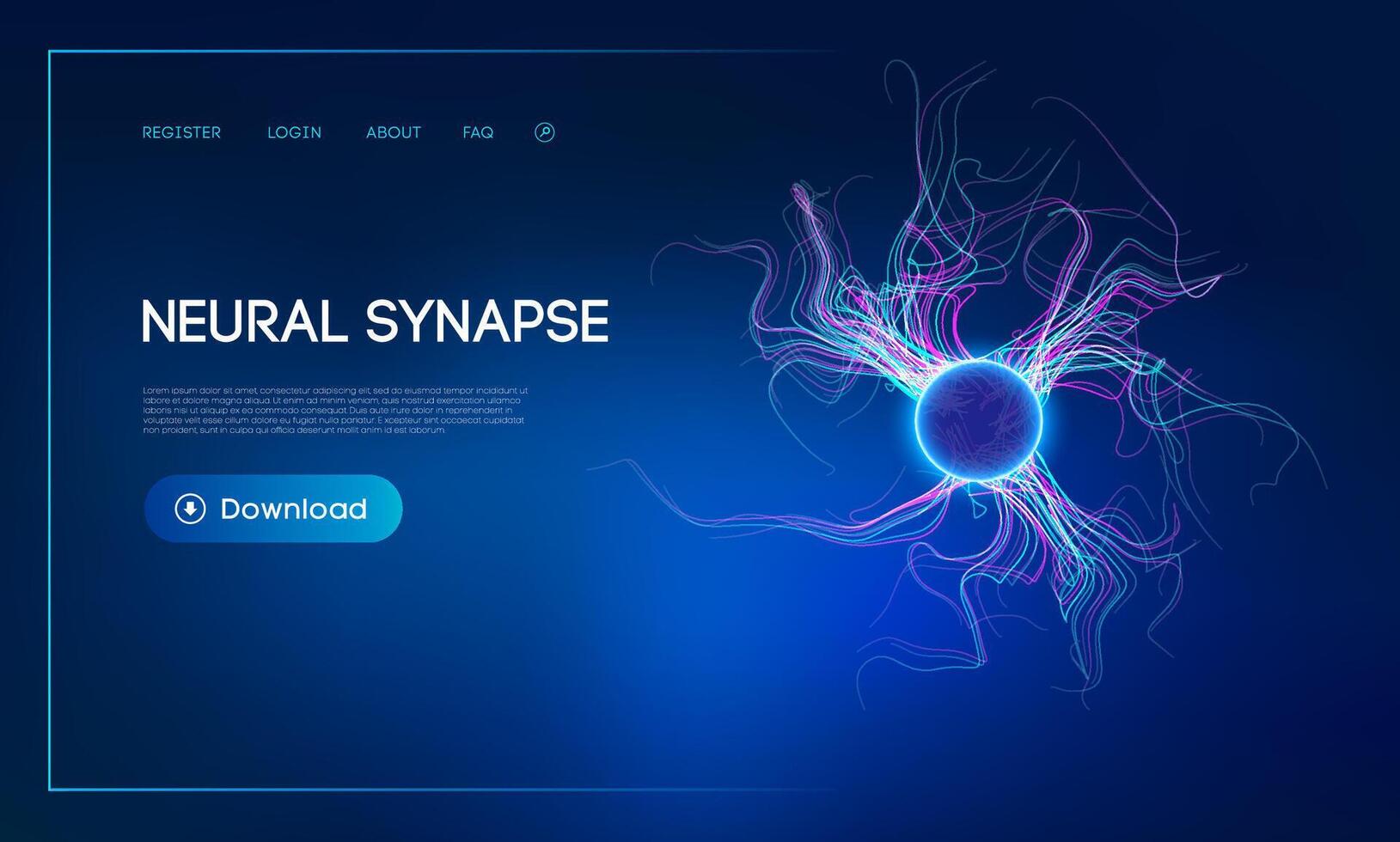 Neural synapse and AI in Healthcare. Exploring Biology and Synapses, medical Big data. Abstract technology background neural synapse concept. Anatomy and Artificial Intelligence. vector