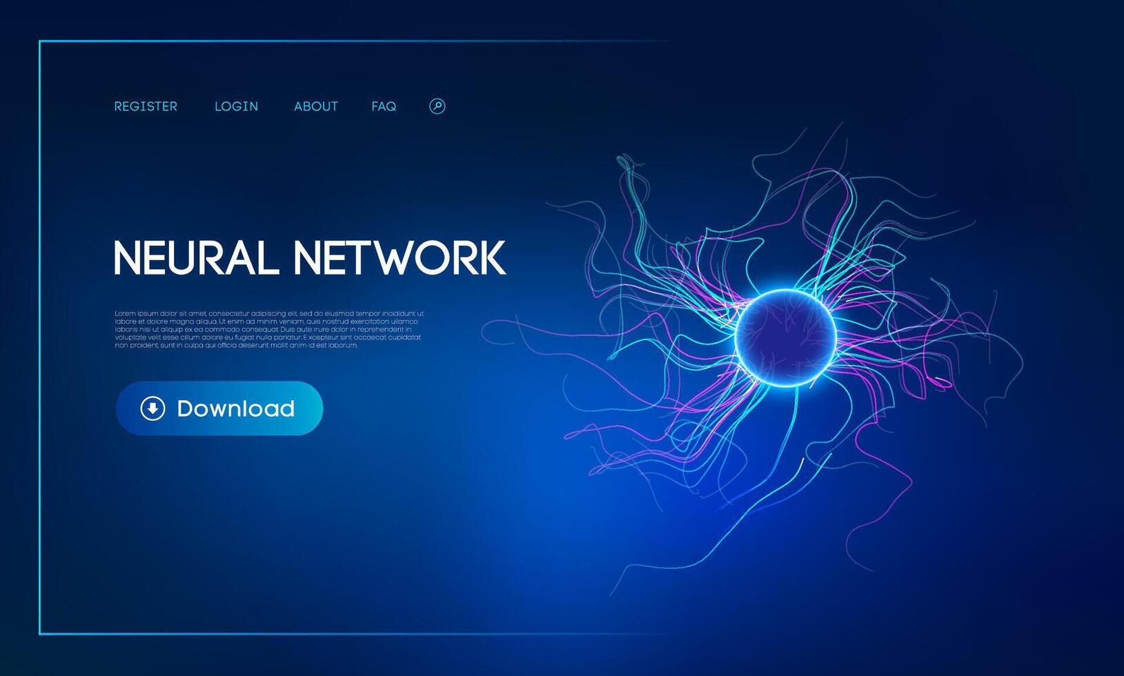 Neural Network and AI. Exploring Deep Neural Networks and Brain Connections, Artificial Intelligence with Convolutional Networks. Abstract Data Visualization vector