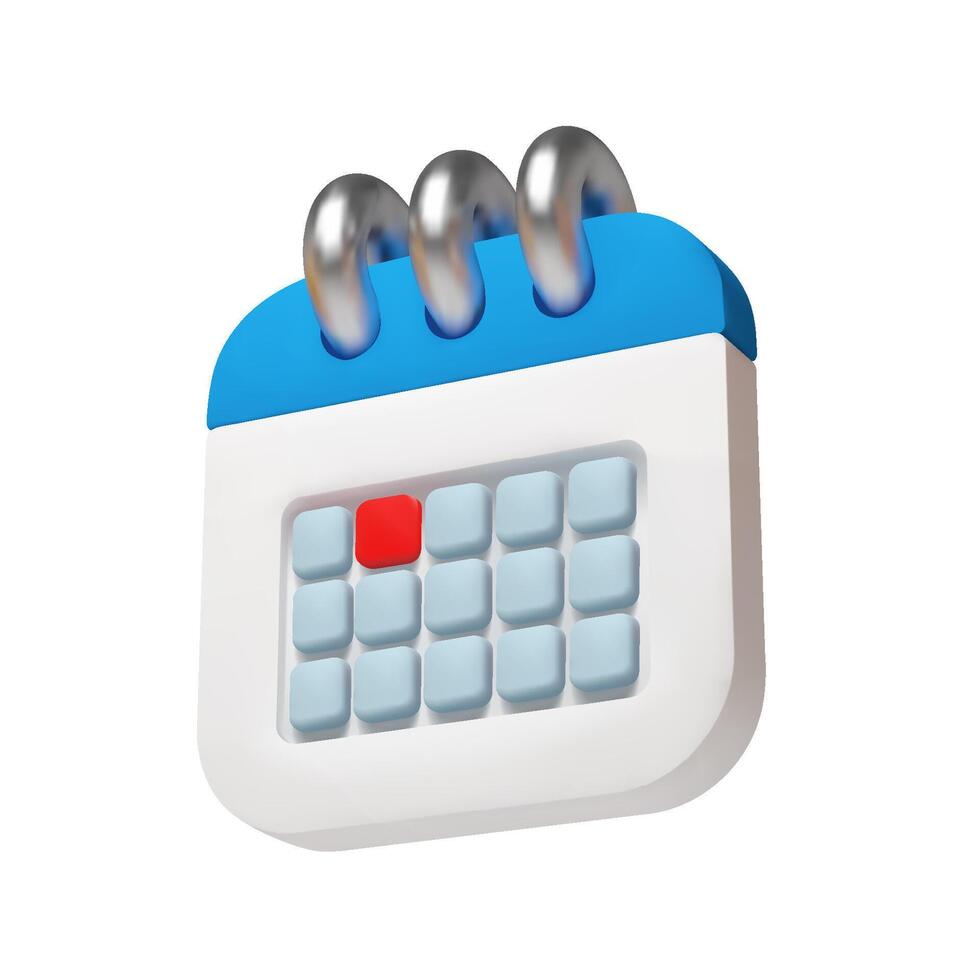 3d calendar icon with marked date for event or meeting reminder. Calendar with mark for schedule appointment, event day planning concept. vector