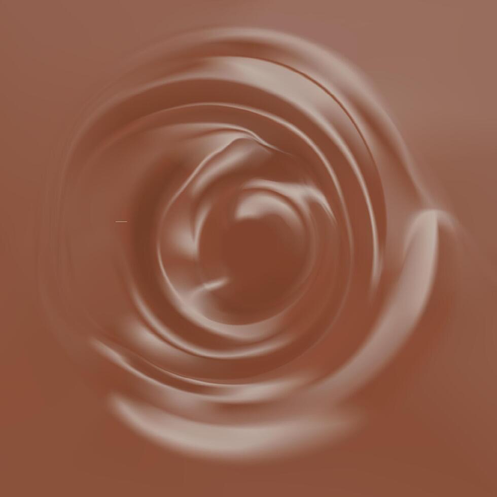 Milk Chocolate Swirl liquid dark cream. Sauce and food delicious texture with melt and creamy look. Hot sweet drop of dessert. vector