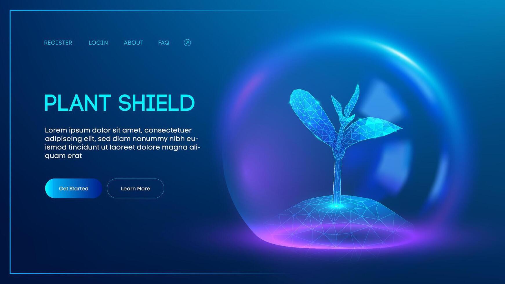 Dome Plant Protect Shield Tree Glass Agriculture Concept Green Technology. Safe Environment Growth Digital Tech Future Abstract. Futuristic Sprout Earth Preserve Nature Hologram Soil Fresh. vector