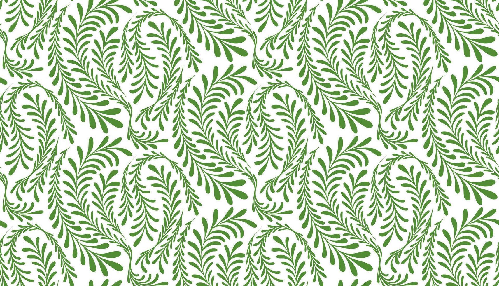 Green fern pattern seamless on a white background. Elegant nature fern leaf pattern with swirling leaves, perfect for textiles, wallpaper, and decorative backgrounds. vector