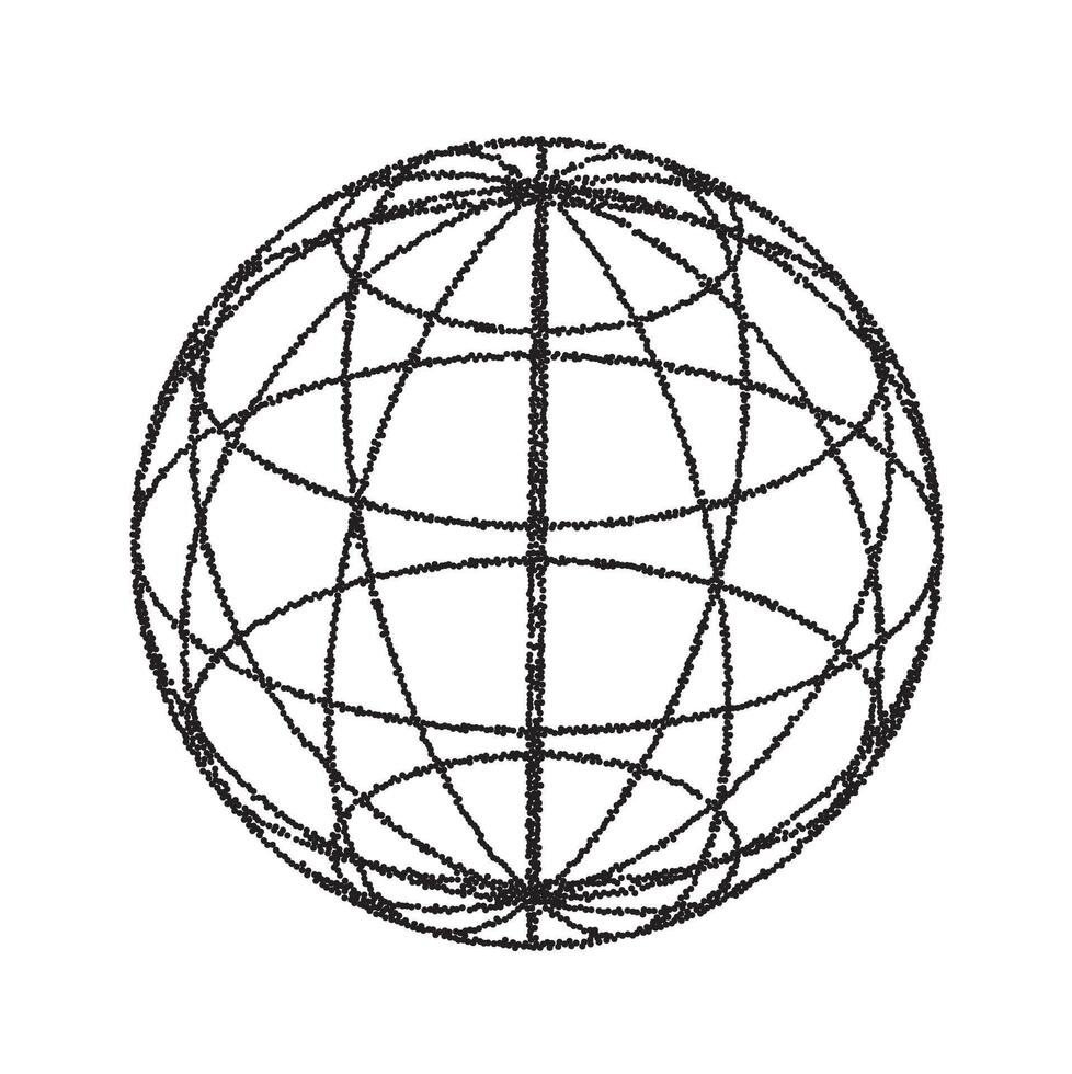 Hand-Drawn Globe Sketch with Geometric Lines vector