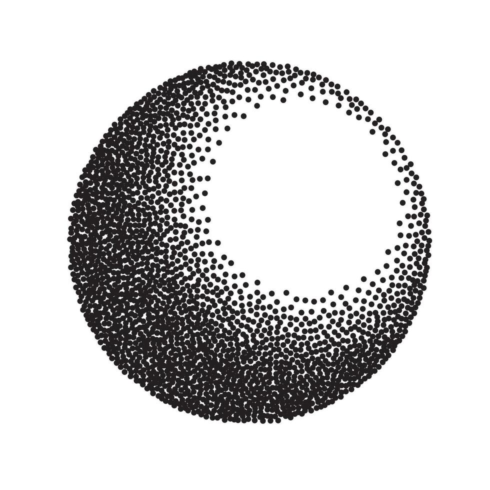 Retro 3d stipple sphere. Gradient circle background. vector