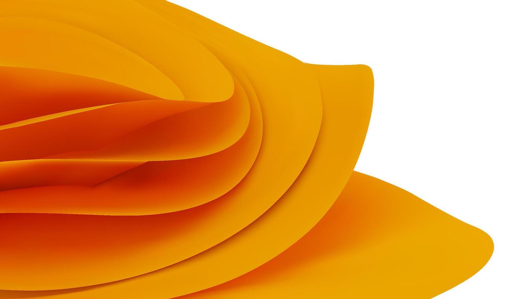 Yellow 3D fabric wave abstract paper background render. Wavy ribbon folds showcase smooth minimal textile layers. Macro wallpaper design evokes vibrant motion and texture. vector