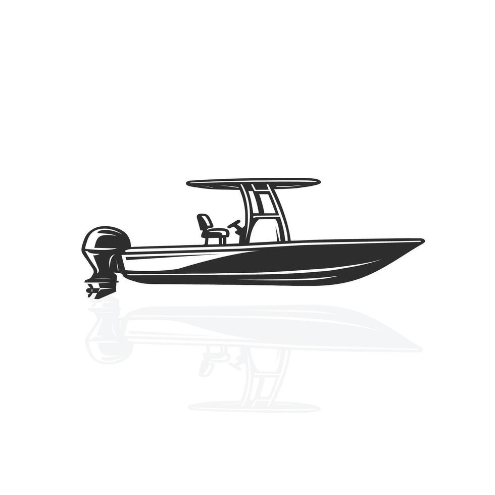 Simple and modern center console bay boat. vector