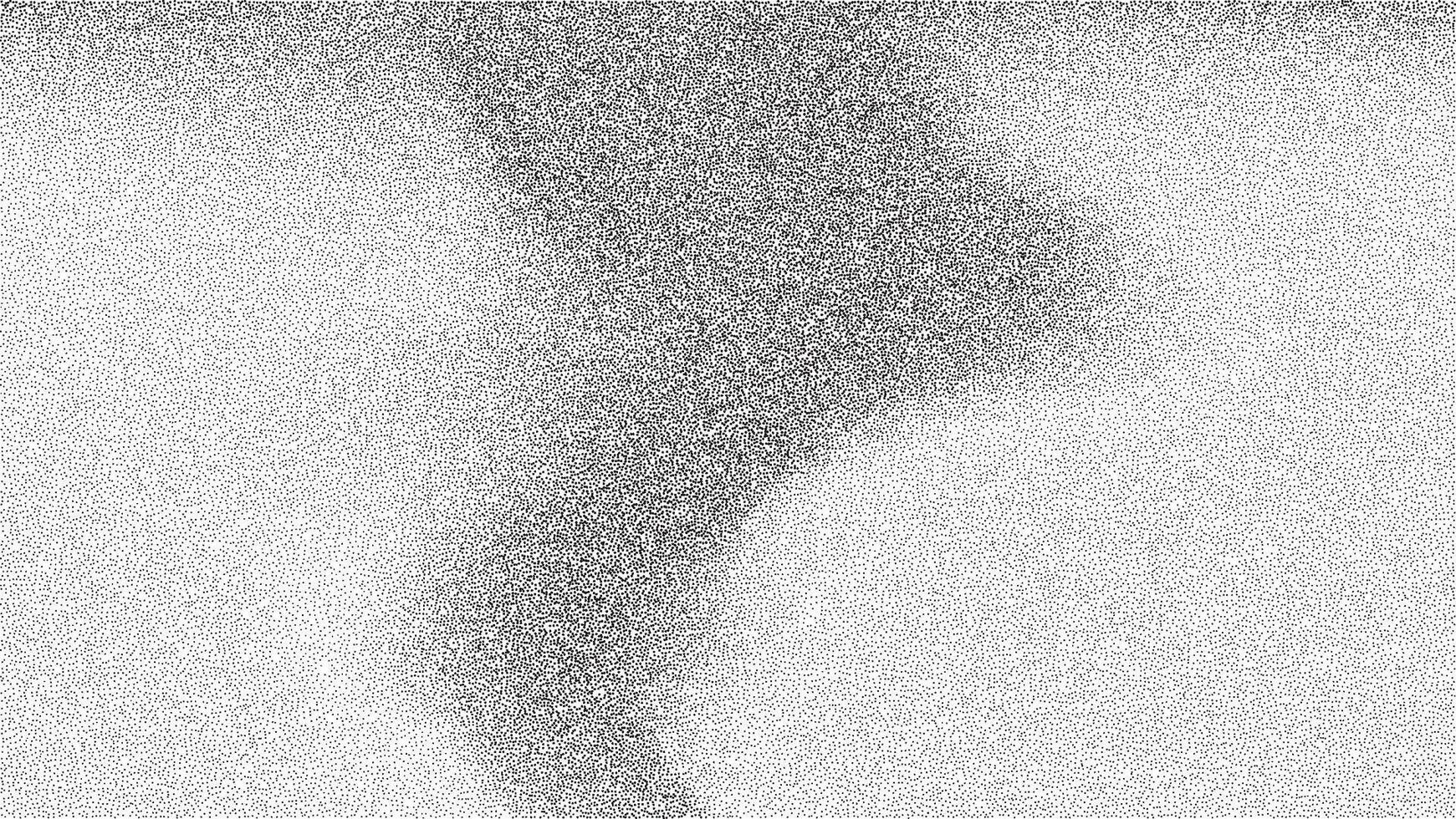 Noise gradient grain background. Paint brush dots and shapes on grainy sand paper. Wavy spray grunge with dark space circles and vintage splatter fluid. vector