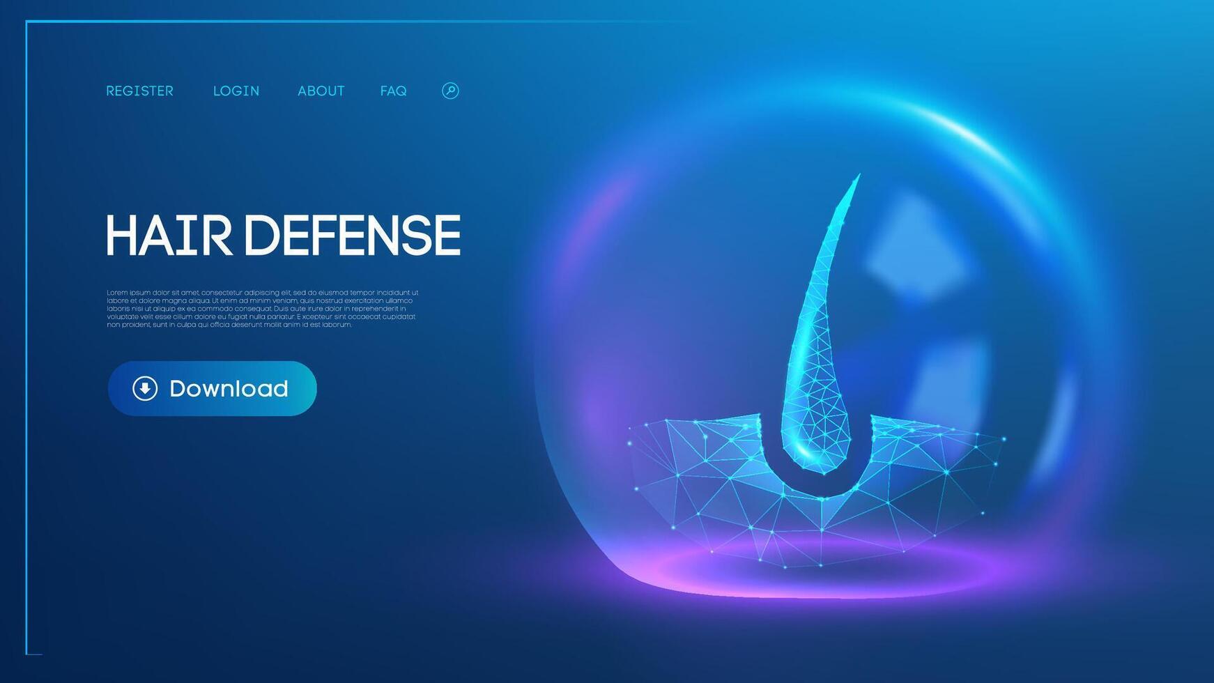 Digital hair follicle under a glowing virtual sphere shield dome with futuristic design and medical innovation focus vector