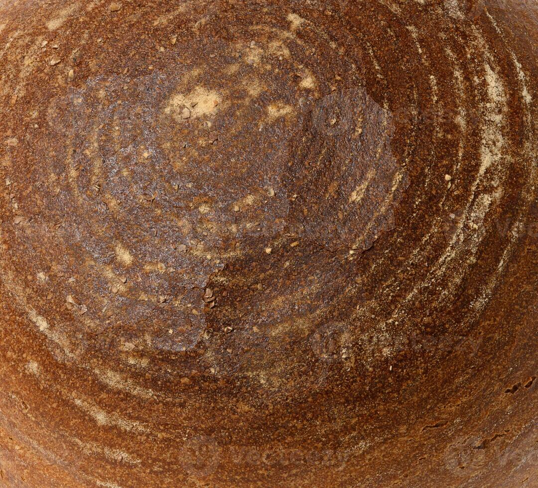 Texture of round rye bread, full frame photo