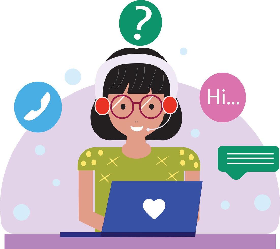 Digital online marketing flat illustration with customer support concept. Flat style design vector