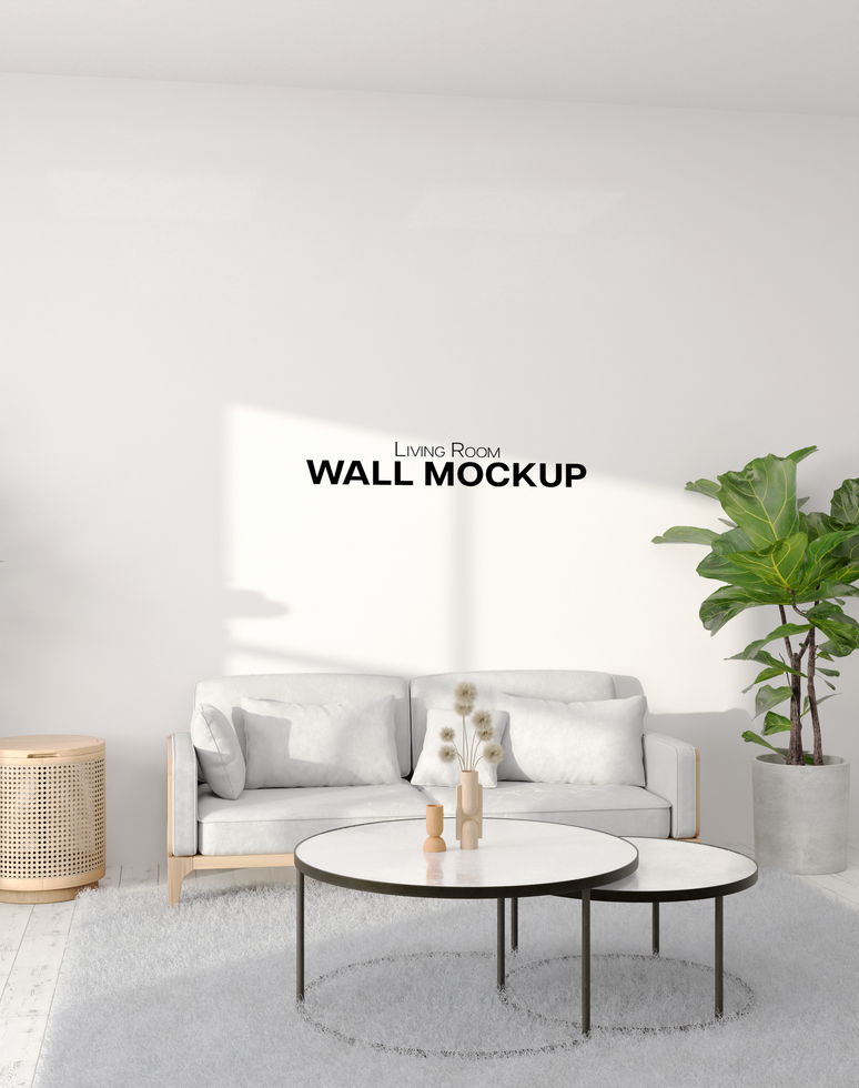 MInimalist living room interior wall design mockup psd