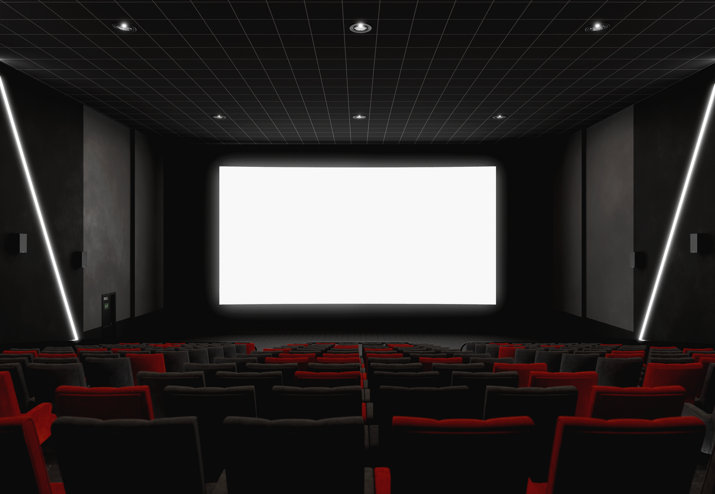 Realistic cinema screen mockup front view psd