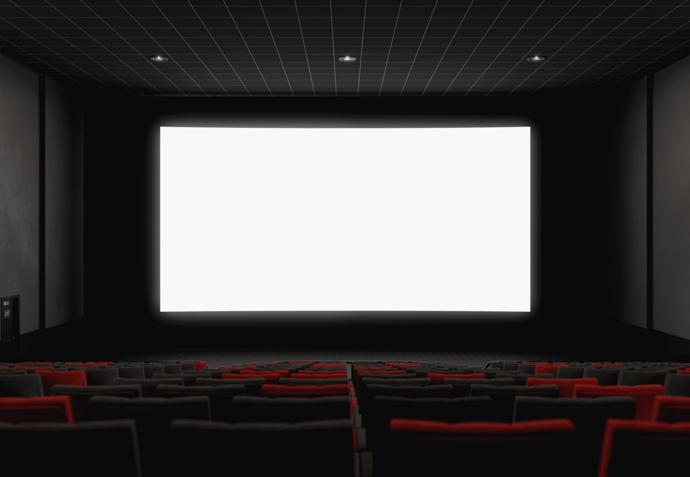 Realistic cinema screen mockup zoom in view psd