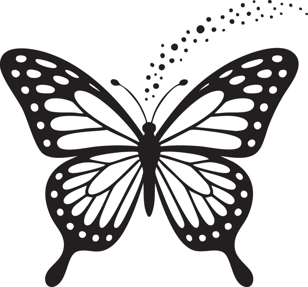 Elegant Monarch Butterfly Silhouette with Dotted Trail vector