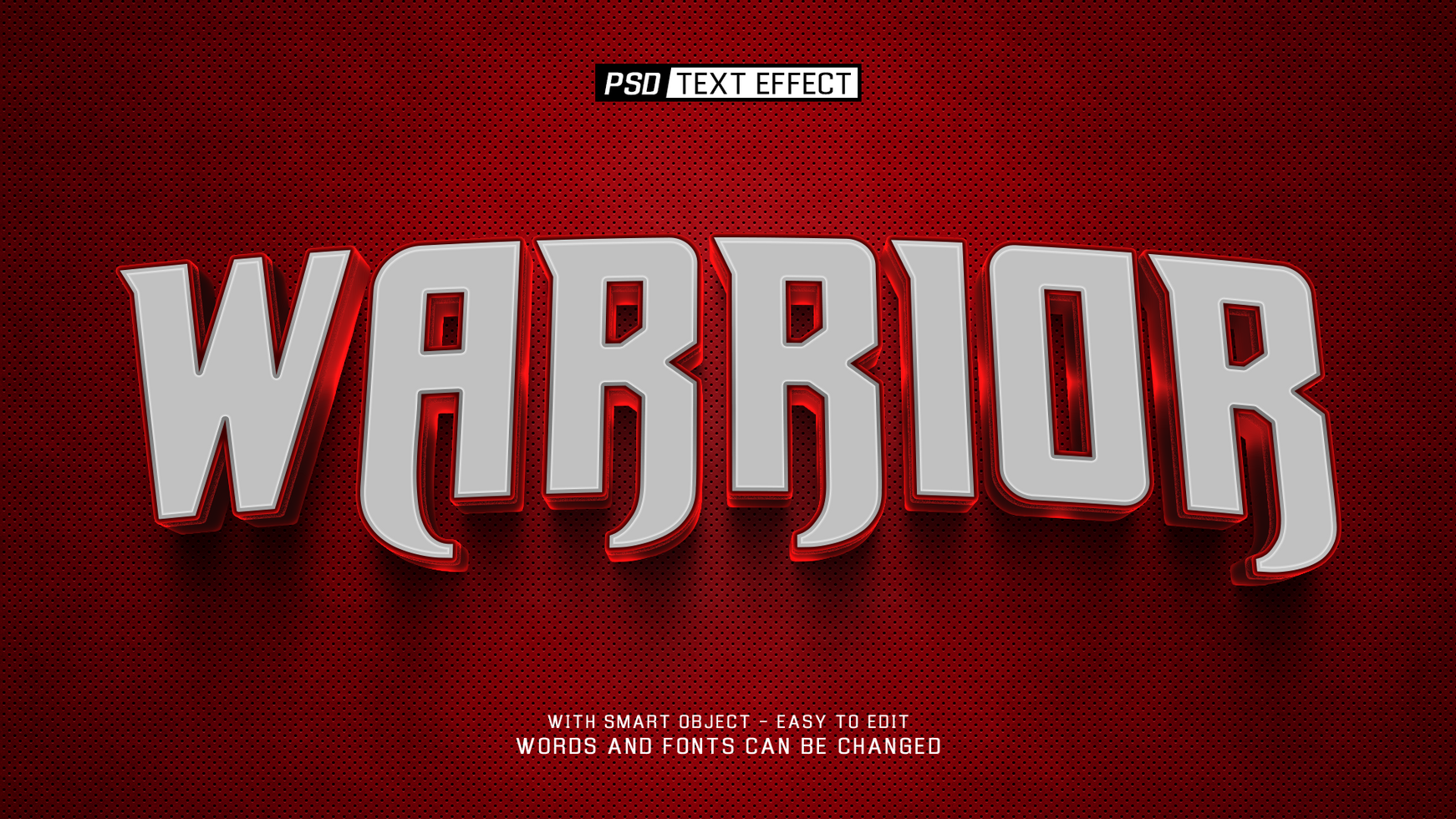 warrior 3d text effect psd