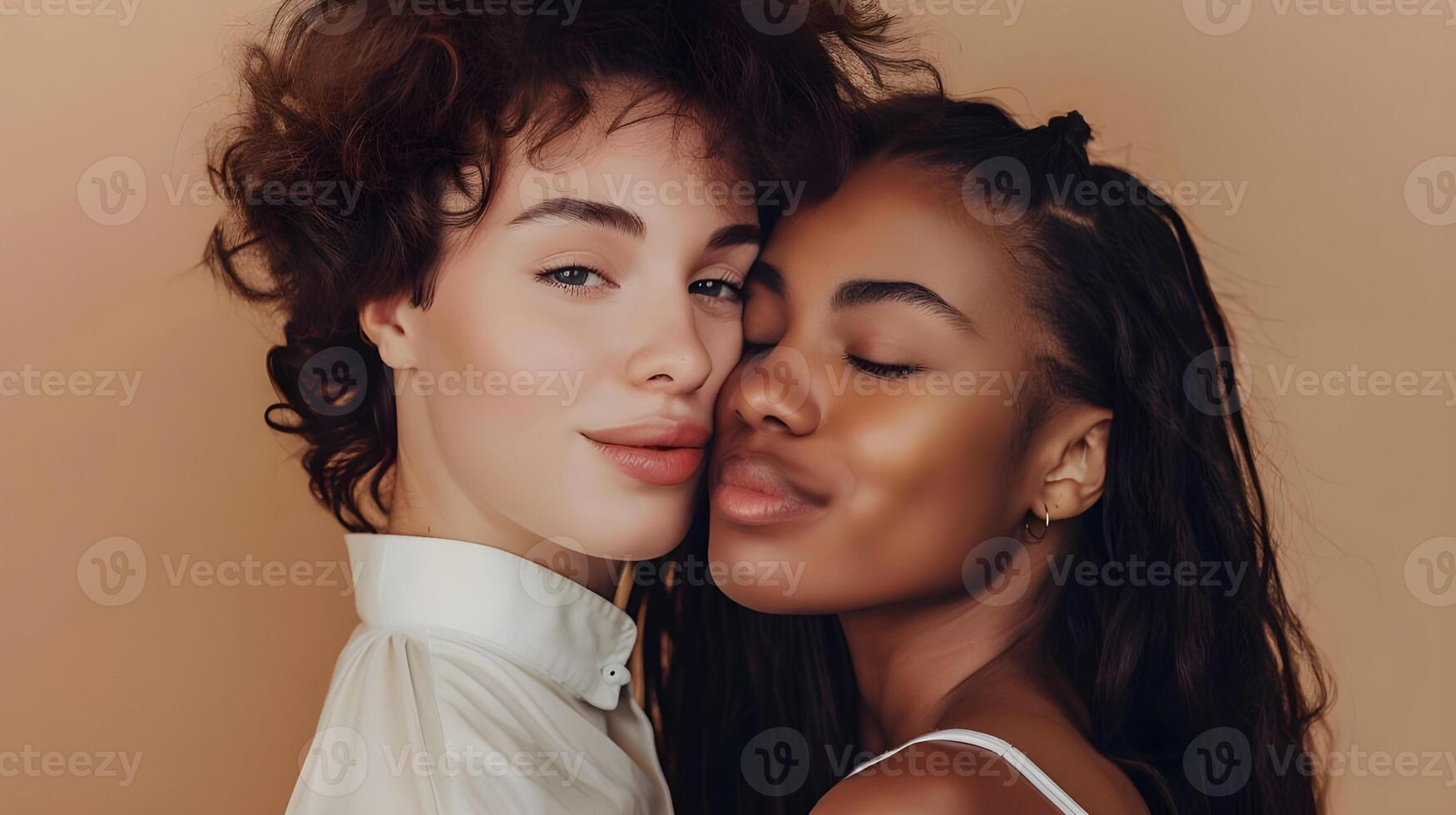 Two women are hugging each other in a photo