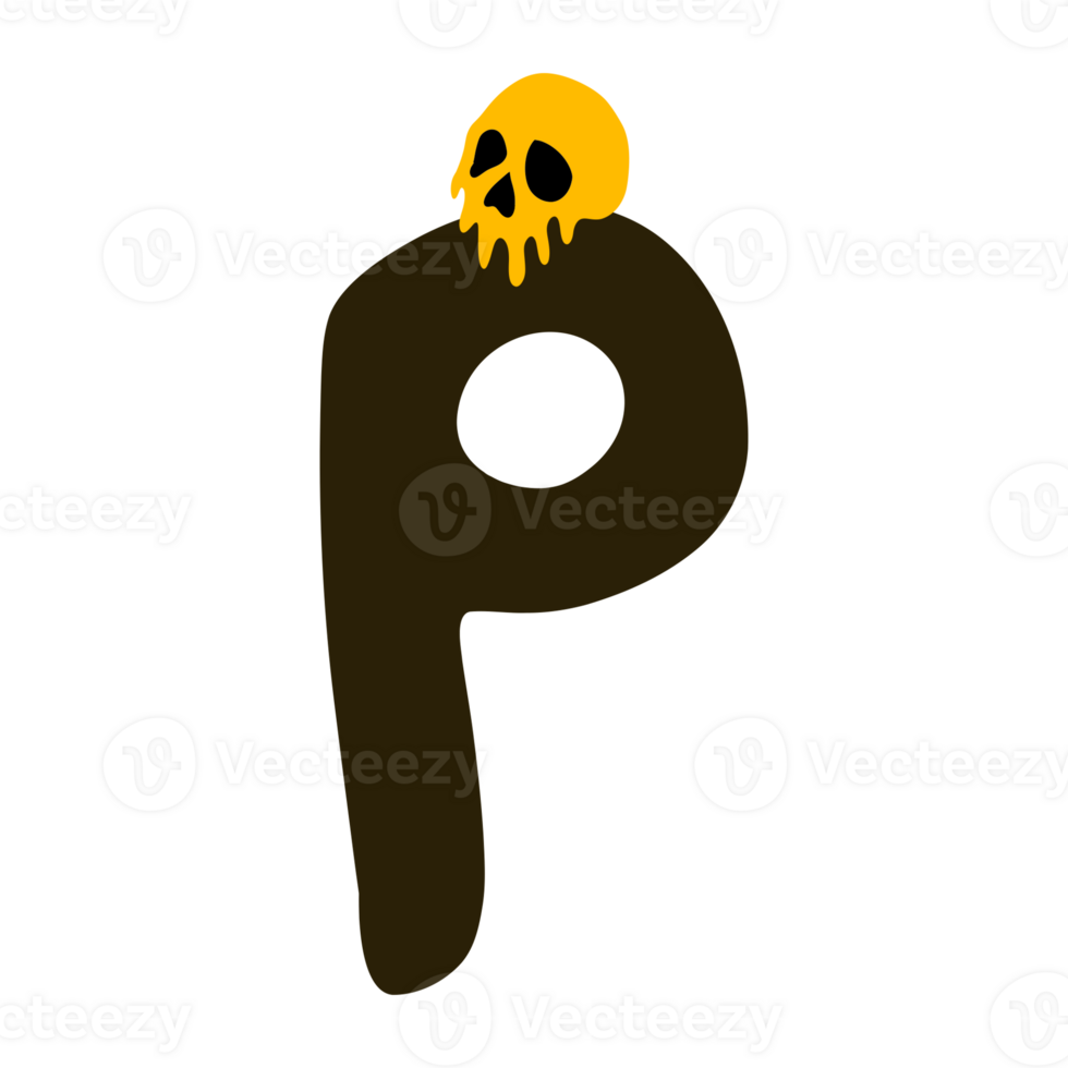 Death skull alphabet p png