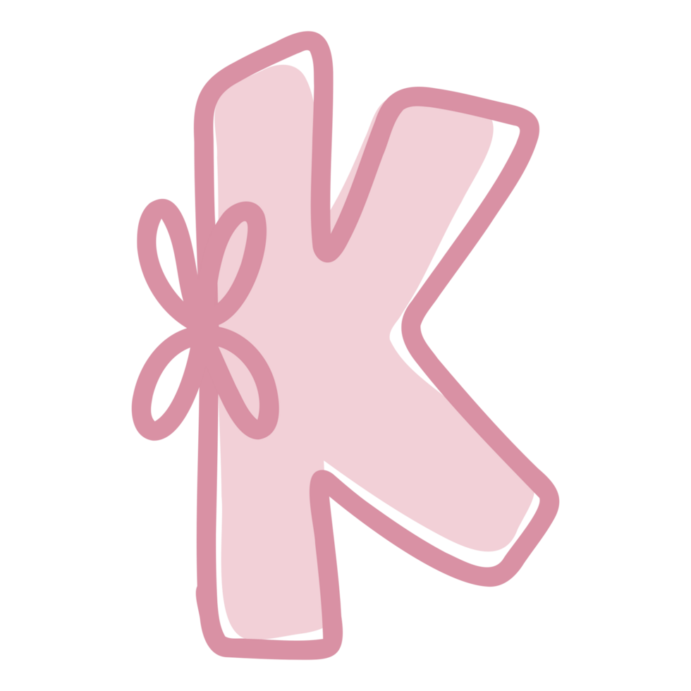 K alphabet with pink bow png